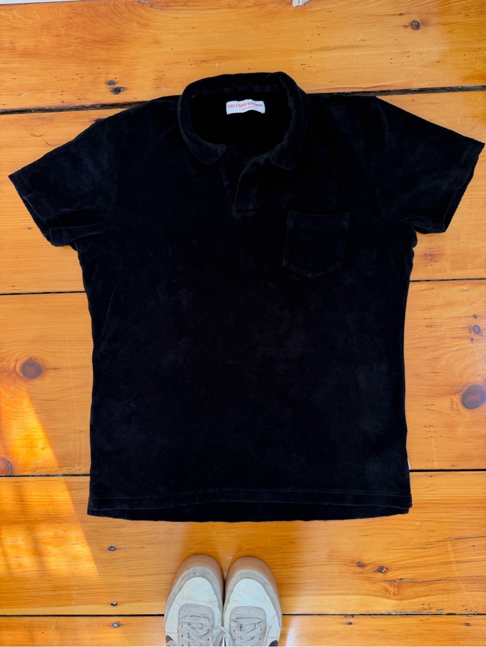 Orlebar Brown Towelling Terry Polo Shirt Black XXL Made in Portugal